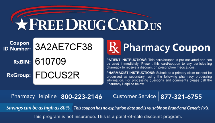 Discount Drug Card - This free Rx card is print ready (no application required)