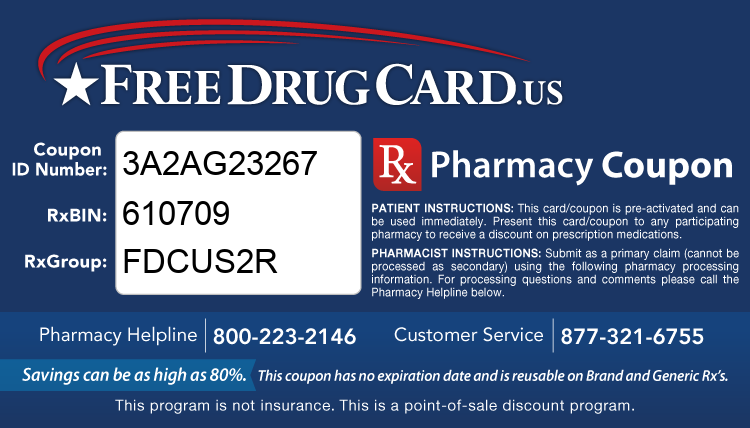 Discount Drug Card - This free Rx card is print ready (no application required)